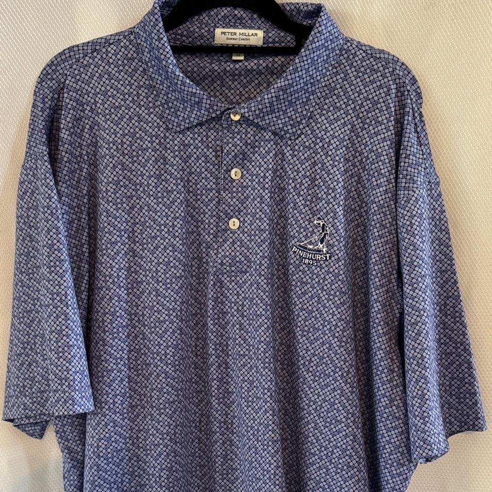 Pinehurst Peter Millar Patterned Blue Polo Shirt